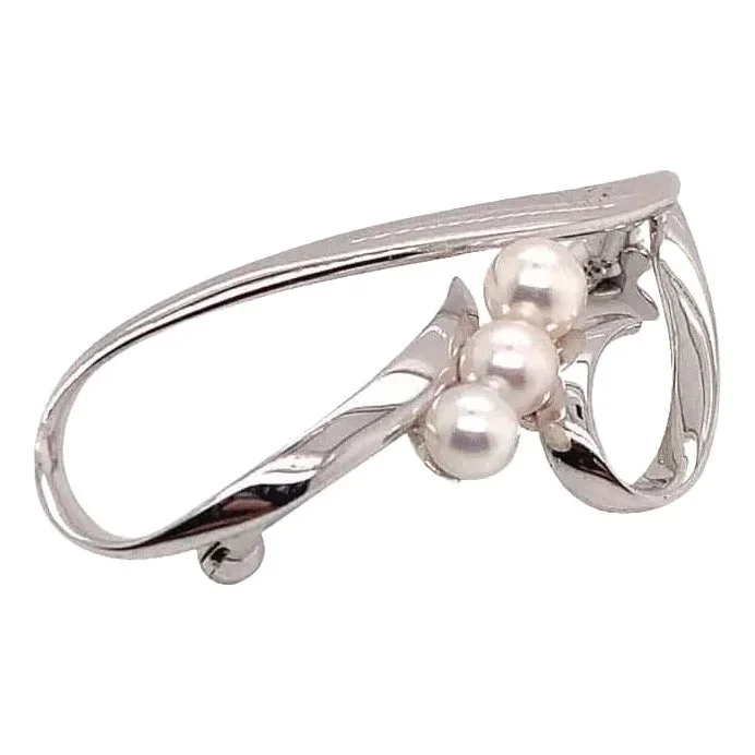 1990s Mikimoto Estate Pin Brooch Sterling Silver 3.14 Gr 4.55 mm