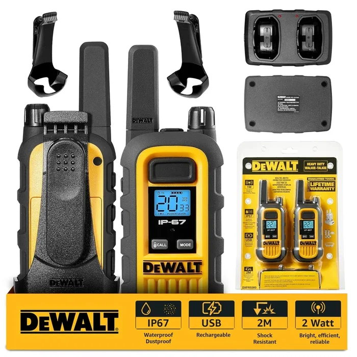 2 Dewalt Dxfrs300 Walkie Talkies – 1 Watt, Heavy Duty, 22 Channel Long Range Two Way Radios|2 Dewalt Dxfrs300 Talkies Walkie – 1 Watt, Heavy Duty, 22 Channel Long Range Two Way Radios