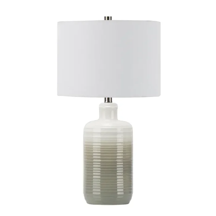 24.5″ Ceramic White and Green Table Lamp