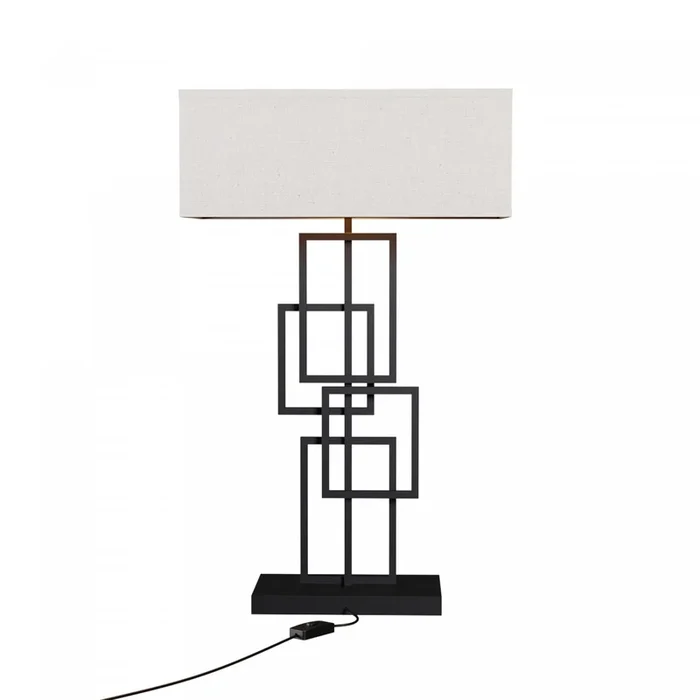 27″ Black Geometric Chic Table Lamp with Square Shade | Lampe de table géométrique chic noire de 27 po avec abat-jour cylindrique