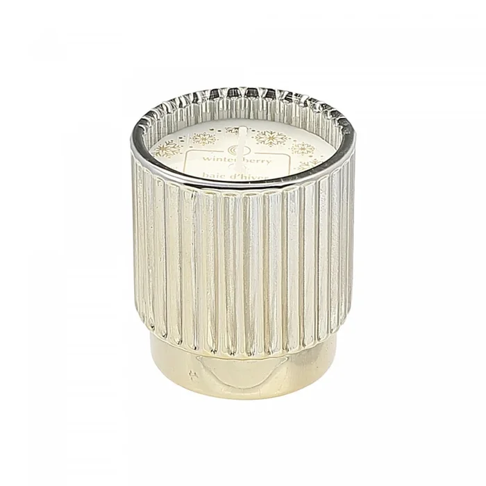 4.6oz Ribbed Gold Electroplated Scented Candle Winter Berry – Set of 2|Bougie parfumée côtelée électroplaquée or de 4,6 oz à arôme de baie d’hiver – ensemble de 2