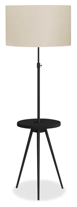 63″ Black Metal Tripod Floor Lamp with USB Port|Lampe à pied de style trépied de 63 po en métal noir avec port USB