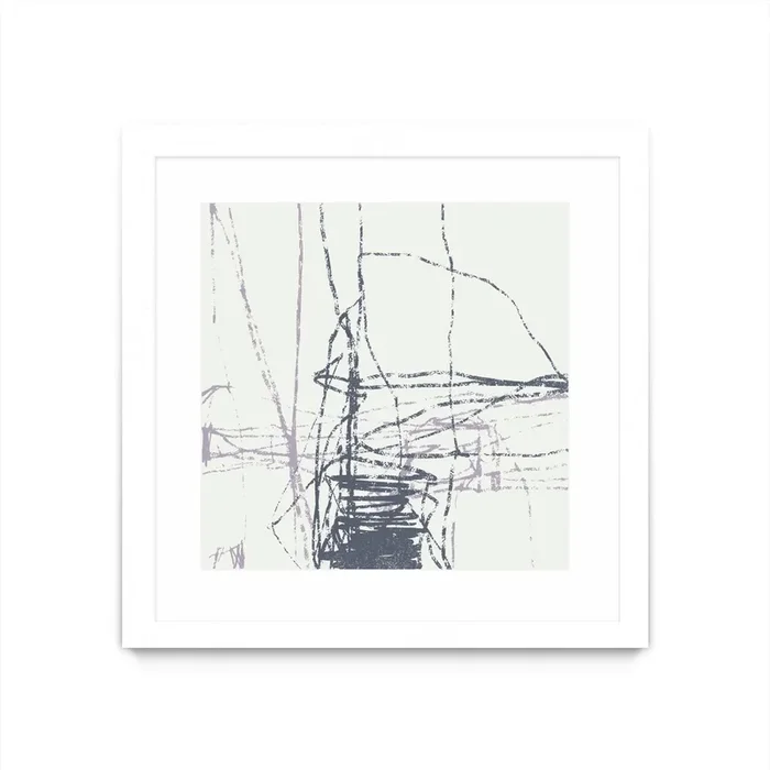 “Chalk Doodles G” Matted and Framed White 30×30 Wall Art|Œuvre d’art murale encadrée blanche et mate « Chalk Doodles G » 30 x 30