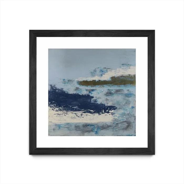 “Washing To Shore” Matted and Framed Black 30×30 Wall Art|Œuvre d’art murale encadrée noire et mate « Washing To Shore » 30 x 30