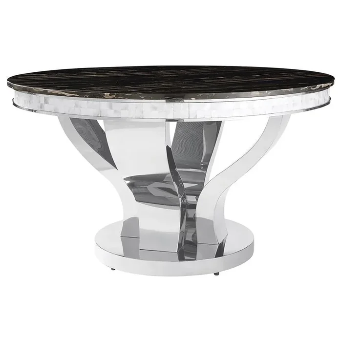 Anchorage – Round Glass Top Dining Table – Chrome
