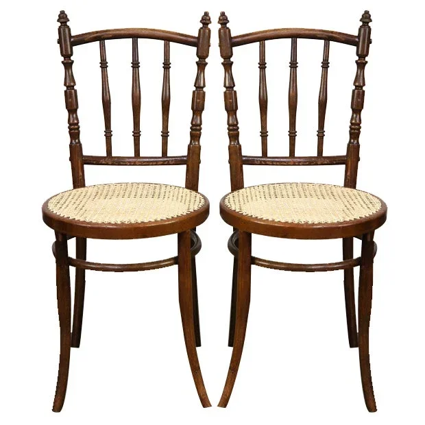 Antique Bistro Chairs with New Matte Seats by Michael Thonet for Thonet, Set of 4