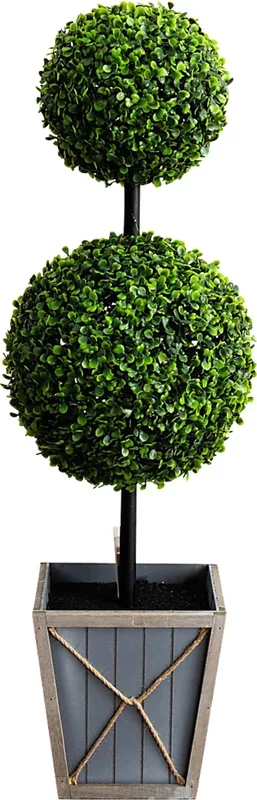 Appleberry II Green Artificial Double Ball Boxwood Topiary