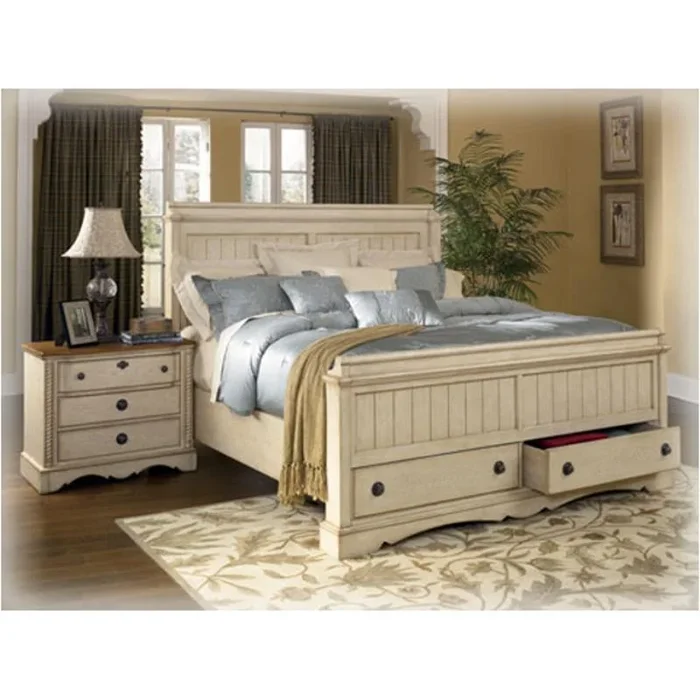 B593-54 Ashley Furniture Apple Valley Queen Panel Footboard Off White Finish
