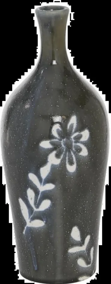 Black Floral 12 Inch Ceramic Vase