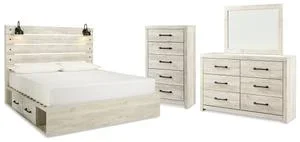 Cambeck King Panel Bed With Storage, Dresser, Mirror and Chest