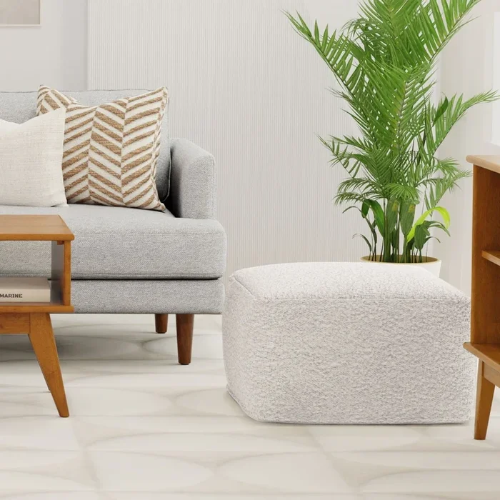Chantal – Square Pouf – Ivory