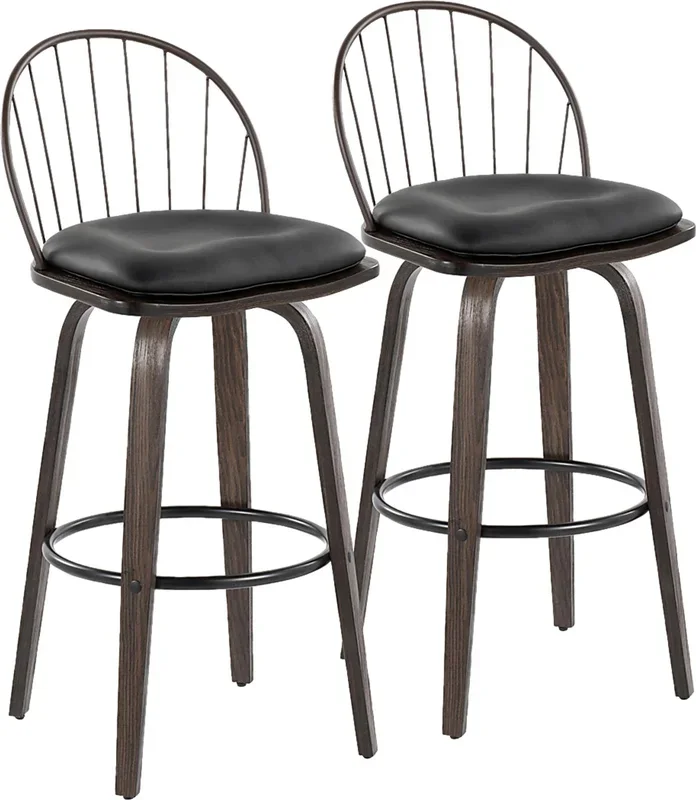Charlias VIII Black Swivel Barstool, Set of 2