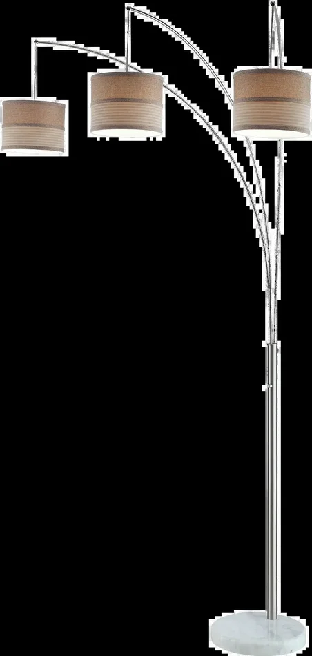 Chrome Arc Floor Lamp with White Marble Base
