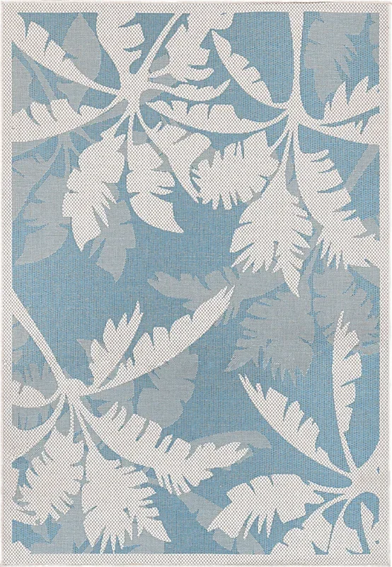 Coastal Flora Blue 5’10 x 9’2 Indoor/Outdoor Rug