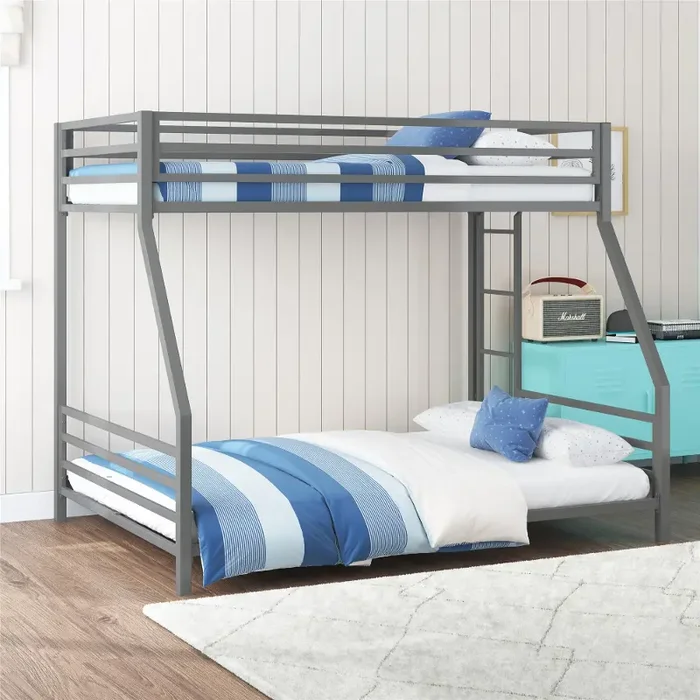Coen Silver Metal Twin over Full Bunk Bed