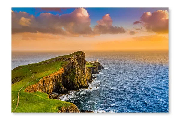 Colourful Ocean Coast Sunset At Neist Point Lighthouse, Scotland 24×36 Wall Art Frame And Fabric Panel| Colourful Ocean Coast Sunset At Neist Point Lighthouse, Scotland 24 po x 36 po : Cadre d’art mural et panneau de tissu|D44GUJ2Y