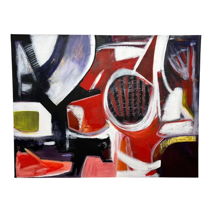 D. 1975 Large Abstract Expressionist Painting Signed Moses