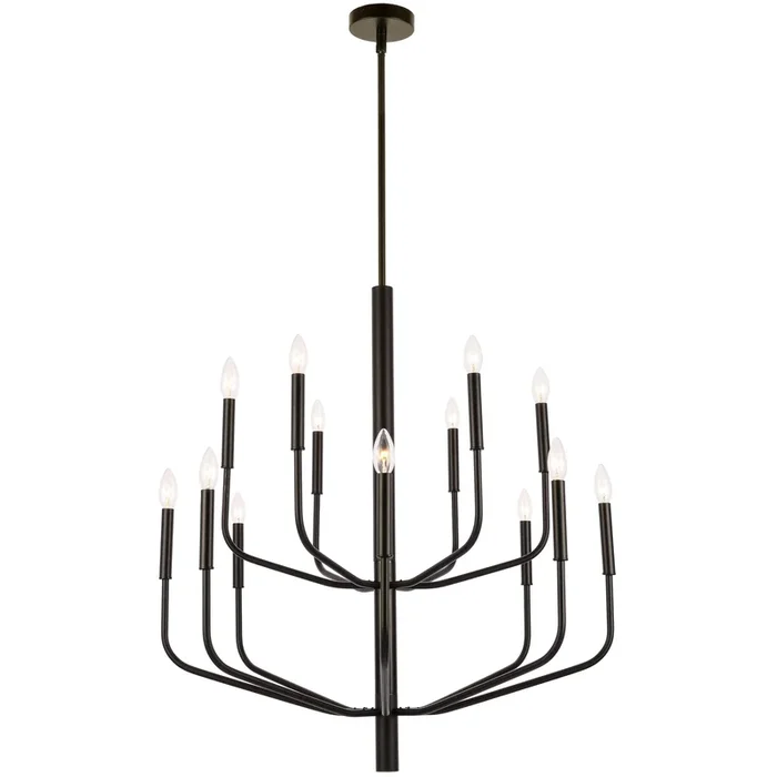 Dainolite Eleanor 14 Light Chandelier Matte Black Lamp|Lustre Eleanor de Dainolite avec fini noir mat et 14 ampoules