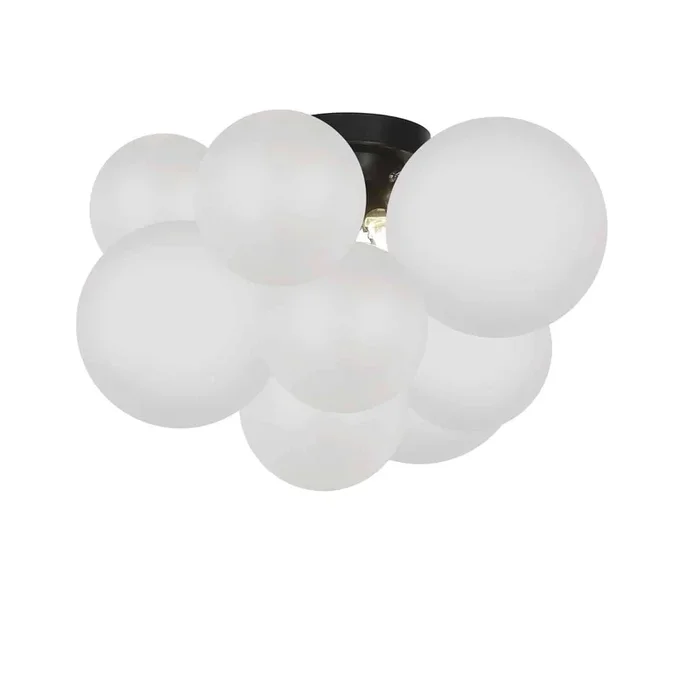 Dainolite Miles 3 Light Flush Mount Matte Black Frosted Glass Lamp|Plafonnier affleuré Miles de Dainolite en verre givré, avec fini noir mat et 3 ampoules