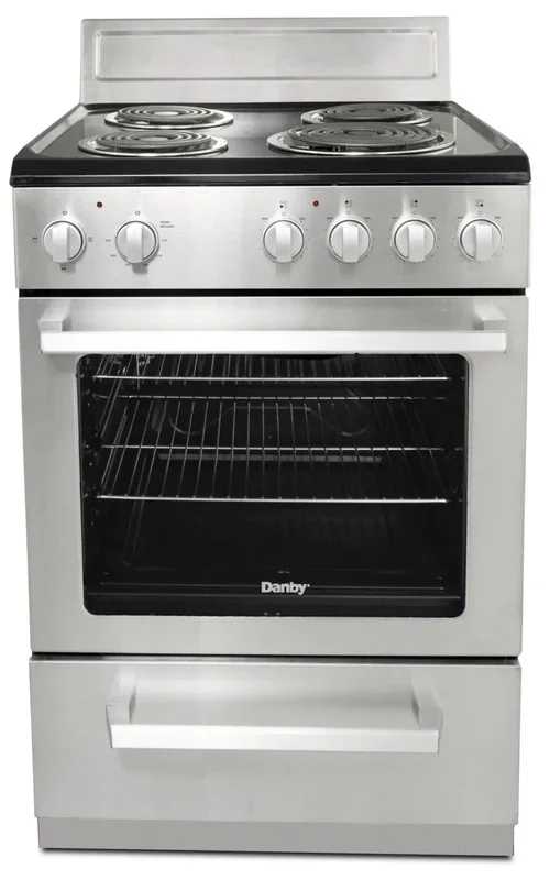 Danby 2.5 Cu. Ft. Electric Range With Compact 24″ Width and 4 Burners – Stainless Steel – DERM240BSS… | Cuisinière électrique Danby de 2,5 pi³ de largeur compacte de 24 po et à 4 brûleurs – acier inoxydab…