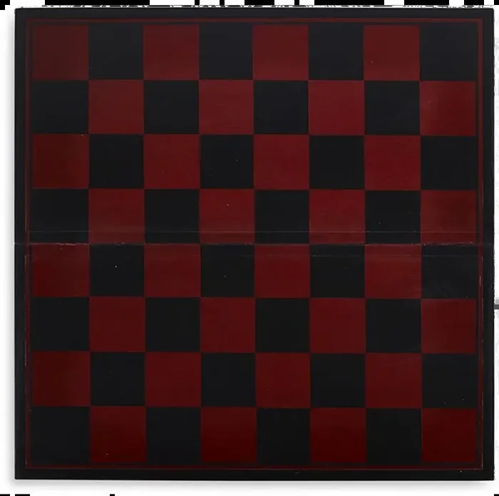Deep Red and Black Checker Set with Board