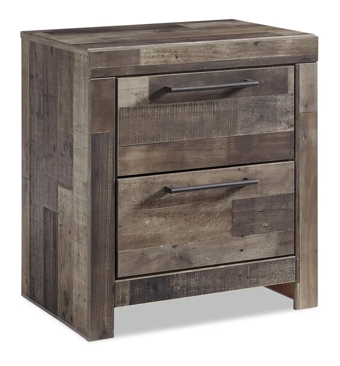 Derekson Bedside 2-Drawer Nightstand with USB Ports, 21.7″W x 24.4″H – Grey | Table de nuit Derekson de 21,7 po (L) x 24,4 po (H) à 2 tiroirs avec ports USB – grise