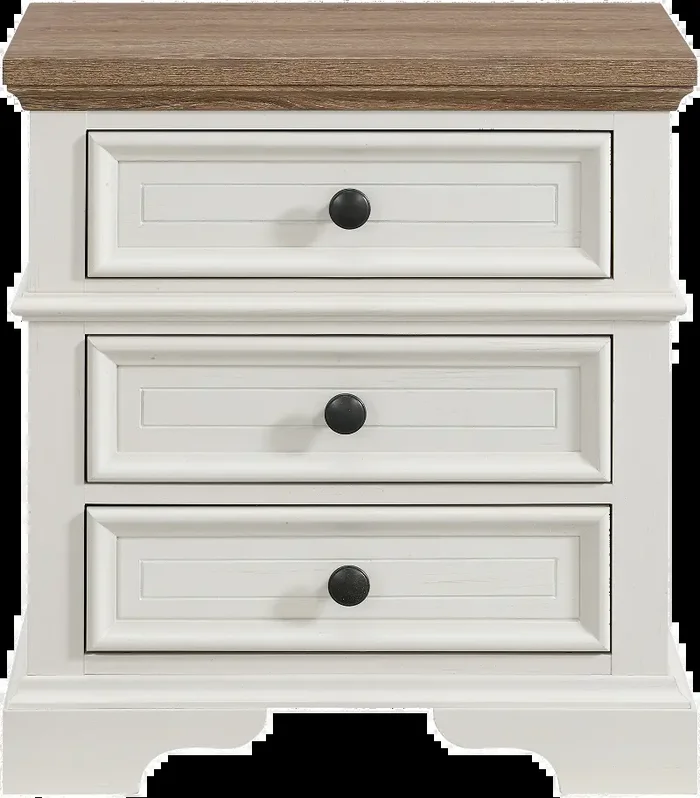 Easton White and Brown Nightstand