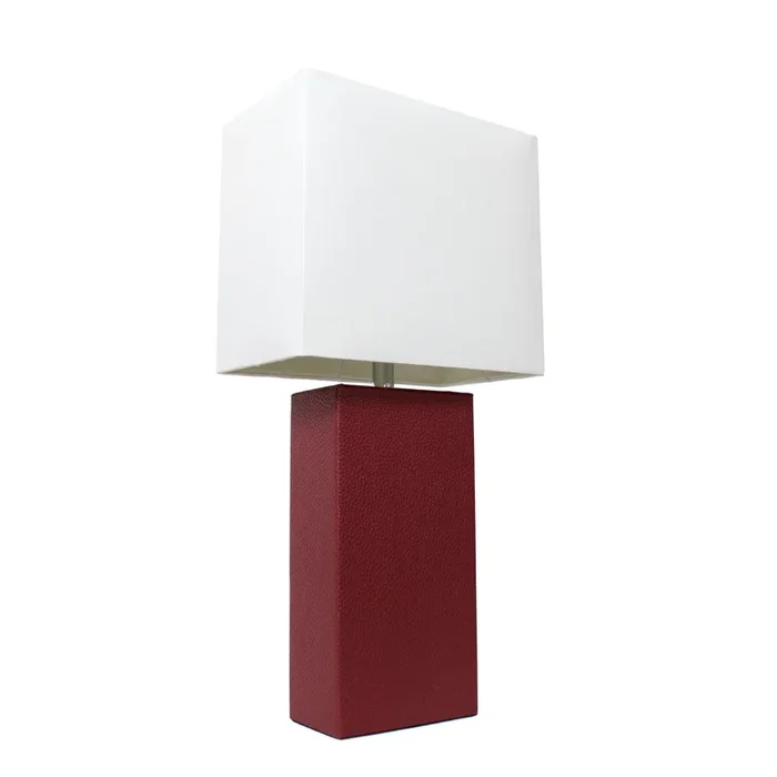 Elegant Designs Modern Leather Table Lamp with White Fabric Shade|Lampe de table moderne Elegant Designs en cuir|D22328KJ