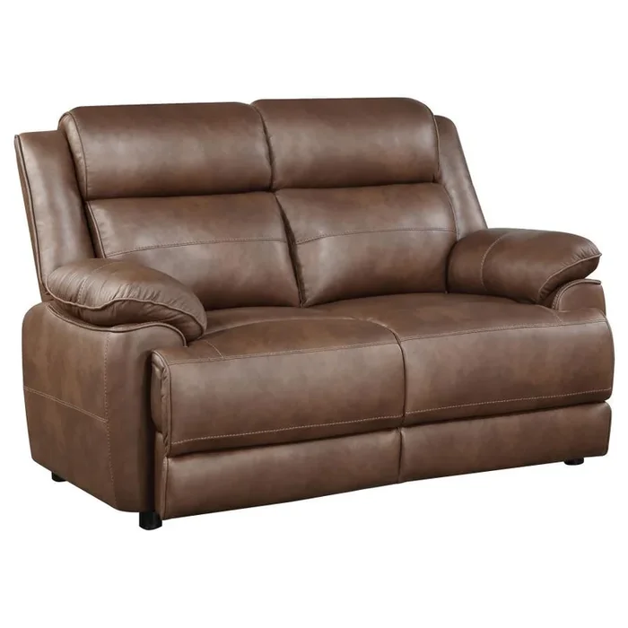 Ellington – Upholstered Padded Arm Loveseat – Dark Brown