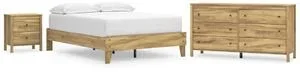 Full Platform Bed With Dresser and Nightstand