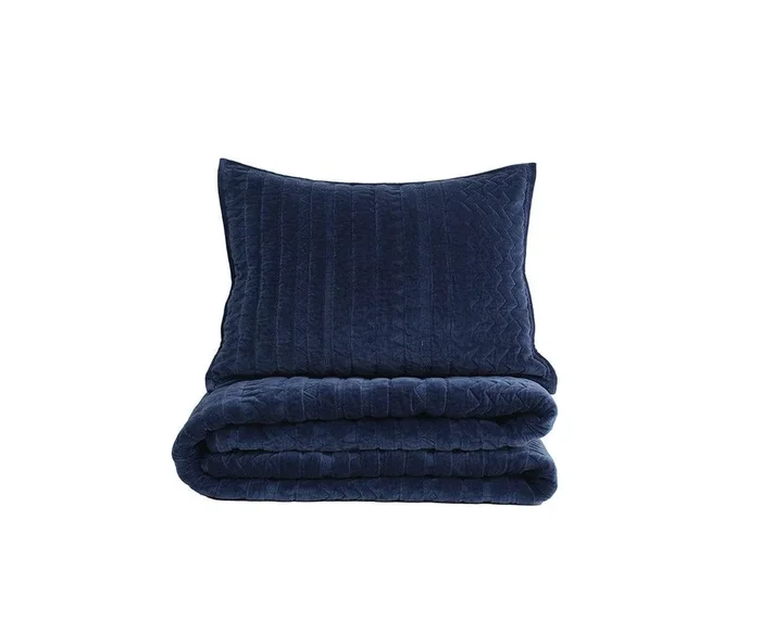 Geometric Velvet Quilt + Sham Set