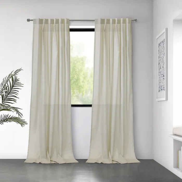 Habitat Bolton Linen Light Filtering Dual Header Curtain Panel – 52 x 84|Panneau de rideau filtrant la lumière Bolton apparence lin à double têtes d’Habitat – 52 x 84