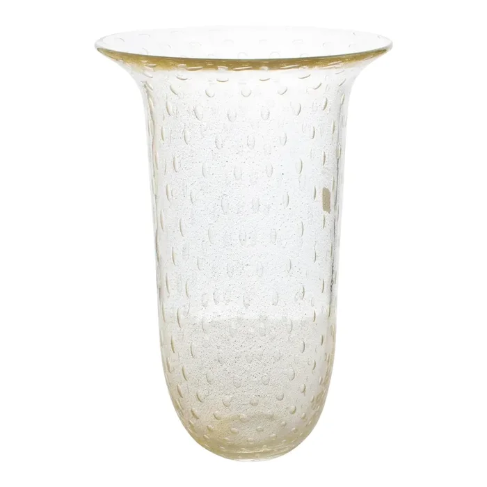 Italian Art Glass Murano Vase Gold Flakes and Bubbles by Gambaro & Poggi