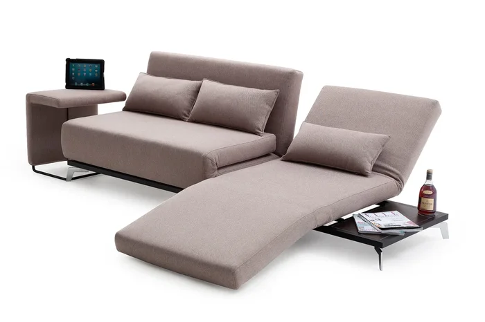 J&M Furniture Premium Sofa Bed End Table JH033 in Beige Fabric