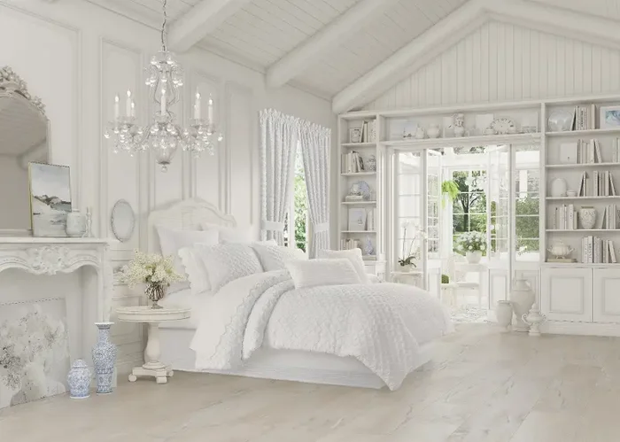 J. Queen Cottage Lilian Jacquard White Full and Queen 3-Piece Set