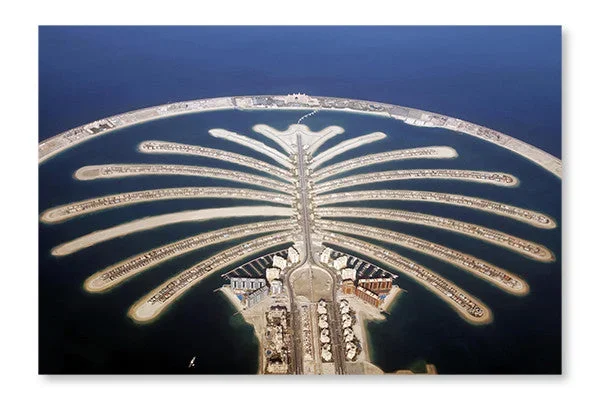Jumeirah Palm Island Development In Dubai 24×36 Wall Art Frame And Fabric Panel| Jumeirah Palm Island Development In Dubai 24 po x 36 po : Cadre d’art mural et panneau de tissu|D44GLWO4