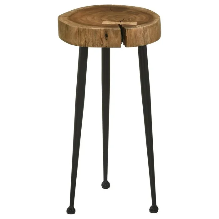 Keith – Round Solid Tree Trunk Side Table – Natural And Black