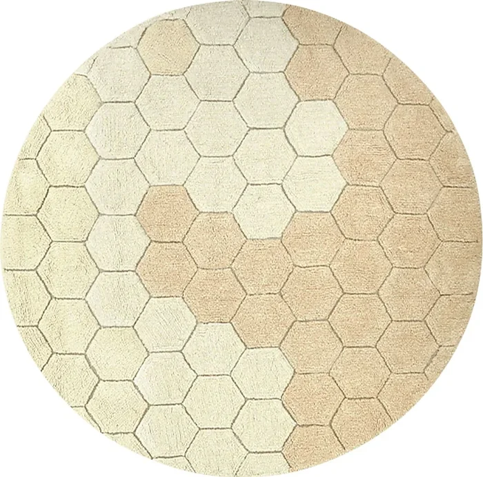 Kids Gold 4’7 Honeycomb Machine Washable Round Rug