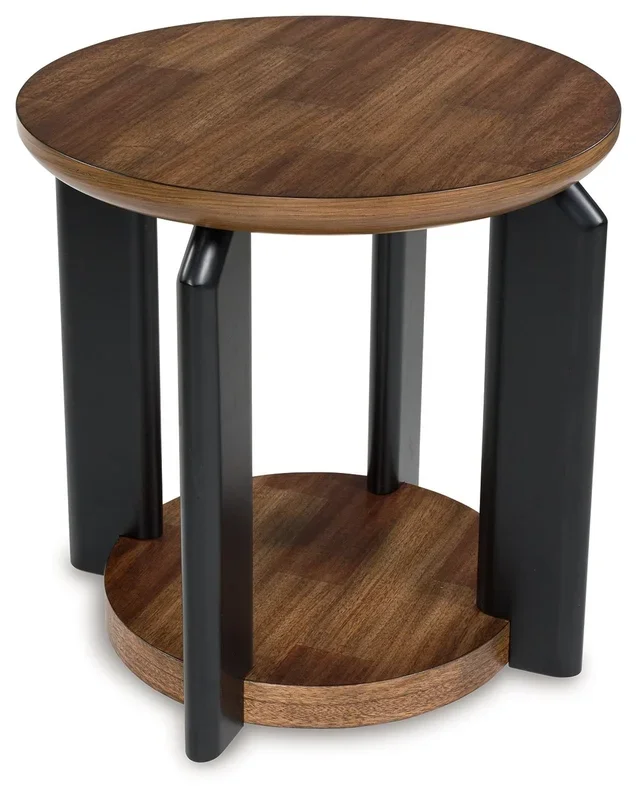 Kraeburn – Round End Table – Brown / Black