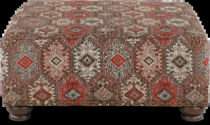 Laramie Red and Brown Accent Ottoman