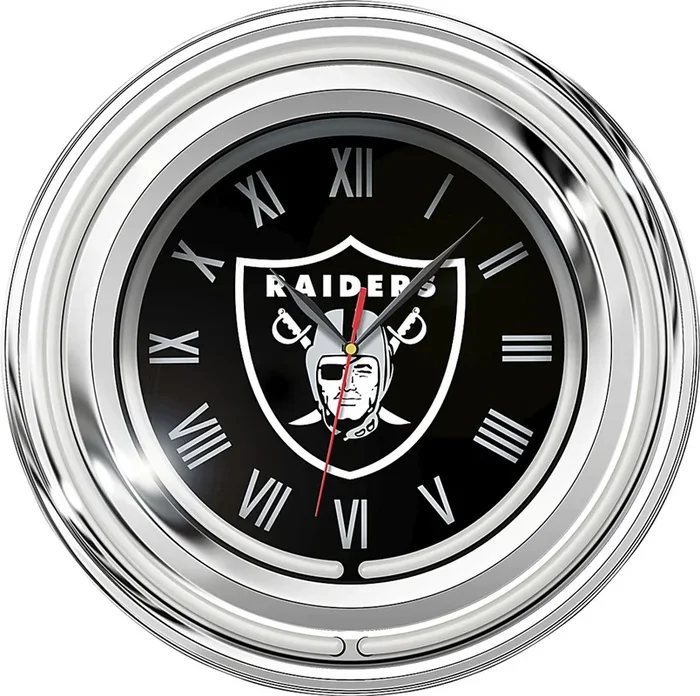 Las Vegas Raiders Black Neon Wall Clock