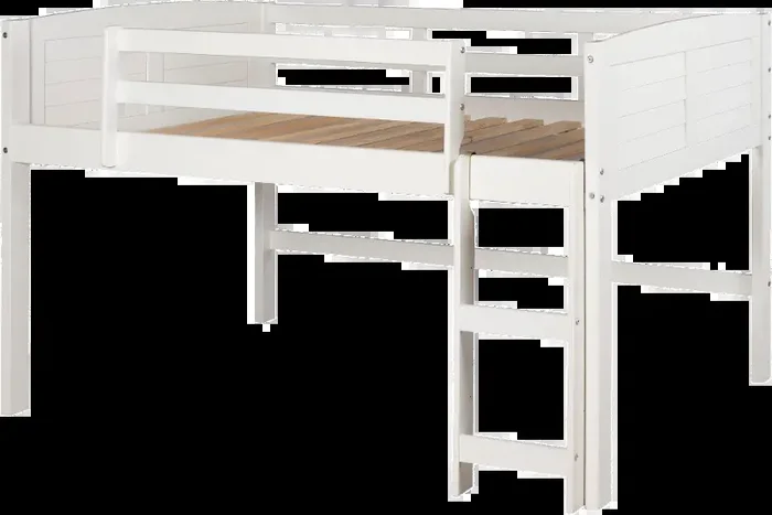 Louver White Twin Loft Bed