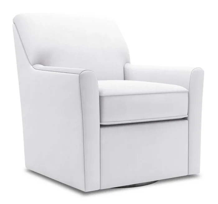 Made in Canada Sofa Lab Customizable Swivel 31″ Linen-Look Fabric Accent Chair – Pax Ice White | Fauteuil d’appoint pivotant Sofa Lab de 31 po fabriqué au Canada en tissu d’apparence lin – blanc Pax Ice | SWIV3449