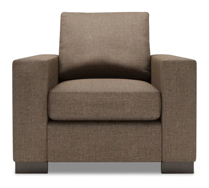 Made in Canada Sofa Lab Customizable Track 38″ Linen-Look Fabric Chair with Track Arms – Luna Praline Brown | Fauteuil Track de Sofa Lab de 38 po fabriqué au Canada en tissu d’apparence lin avec accoudoirs rectilignes – brun Luna Praline | TR302591
