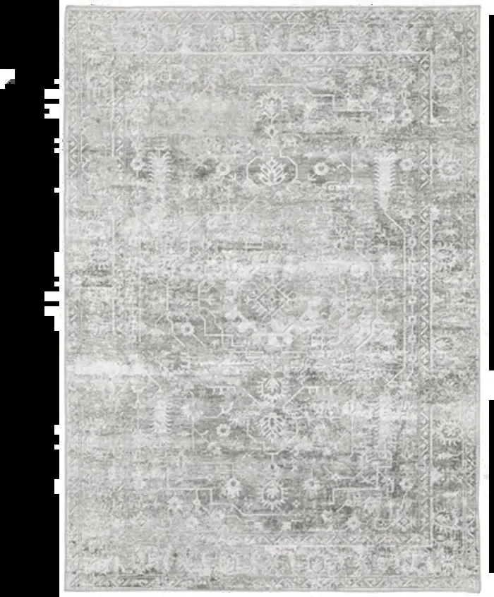 Malibu 5 x 7 Gray and Ivory Washable Area Rug
