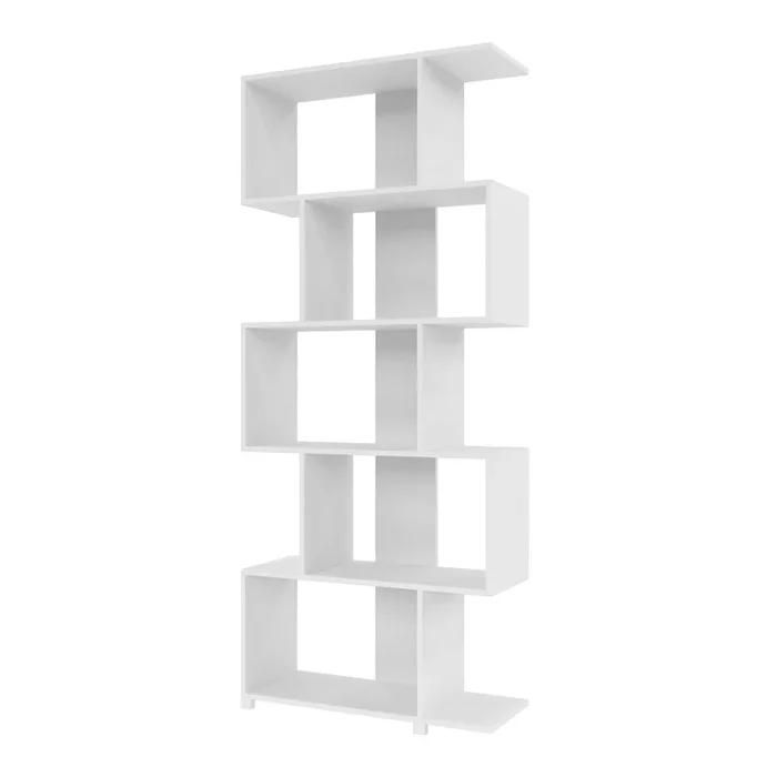 Manhattan Comfort Charming Petrolina Z Bookcase with 5 Shelves – White|Bibliothèque charmante Petrolina de Manhattan Comfort avec 5 tablettes en zigzag – blanche