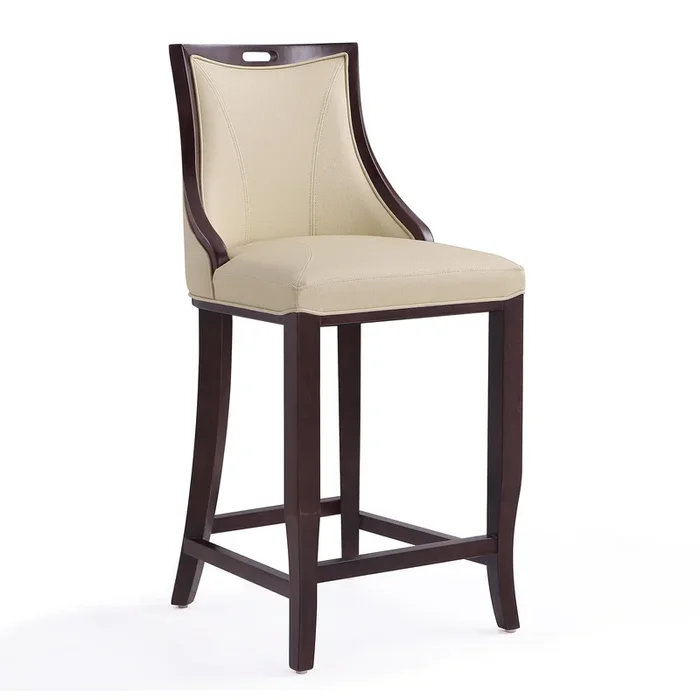 Manhattan Comfort Emperor 41″ Beech Wood Barstool – Cream & Walnut|Tabouret bar Emperor de Manhattan Comfort de 41 po en hêtre – crème et noyer