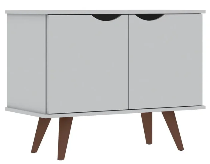 Manhattan Comfort Hampton 2-Shelf Accent Cabinet with Solid Wood Legs – White|Armoire décorative Hampton de Manhattan Comfort avec 2 tablettes et pattes en bois massif – blanche