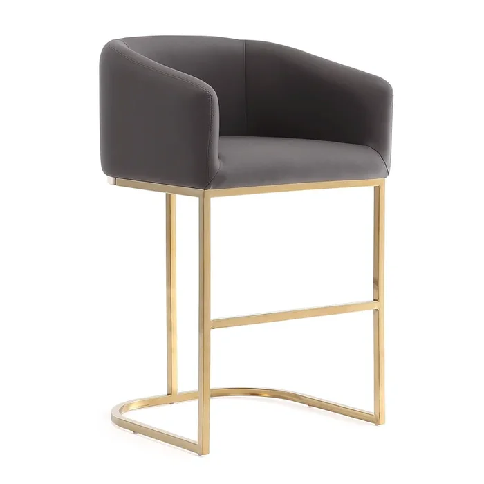 Manhattan Comfort Louvre 36″ Stainless Steel Counter Height Barstool – Grey & Titanium Gold|Tabouret bar Louvre de Manhattan Comfort de hauteur comptoir de 36 po en acier inoxydable – gris et doré titane