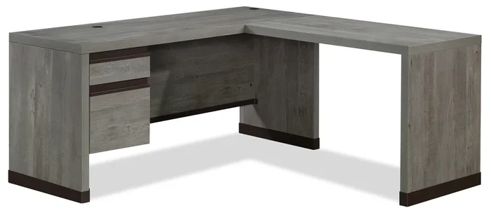 Manhattan Gate 65.98″ Commercial Grade L-Shaped Office Desk with 2-Drawers – Mystic Oak|Bureau en forme de L Manhattan Gate de 65,98 po de qualité commerciale à 2 tiroirs – chêne mystique